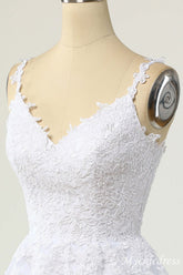 A-Line White Short 2025 Graduation Dresses Lace Homecoming Dress - MyChicDress